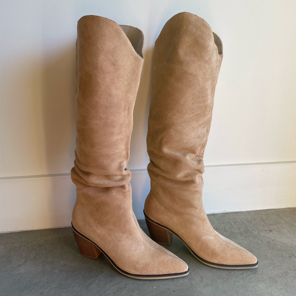 NEW Camel/Beige Suede Cowboy Boots
